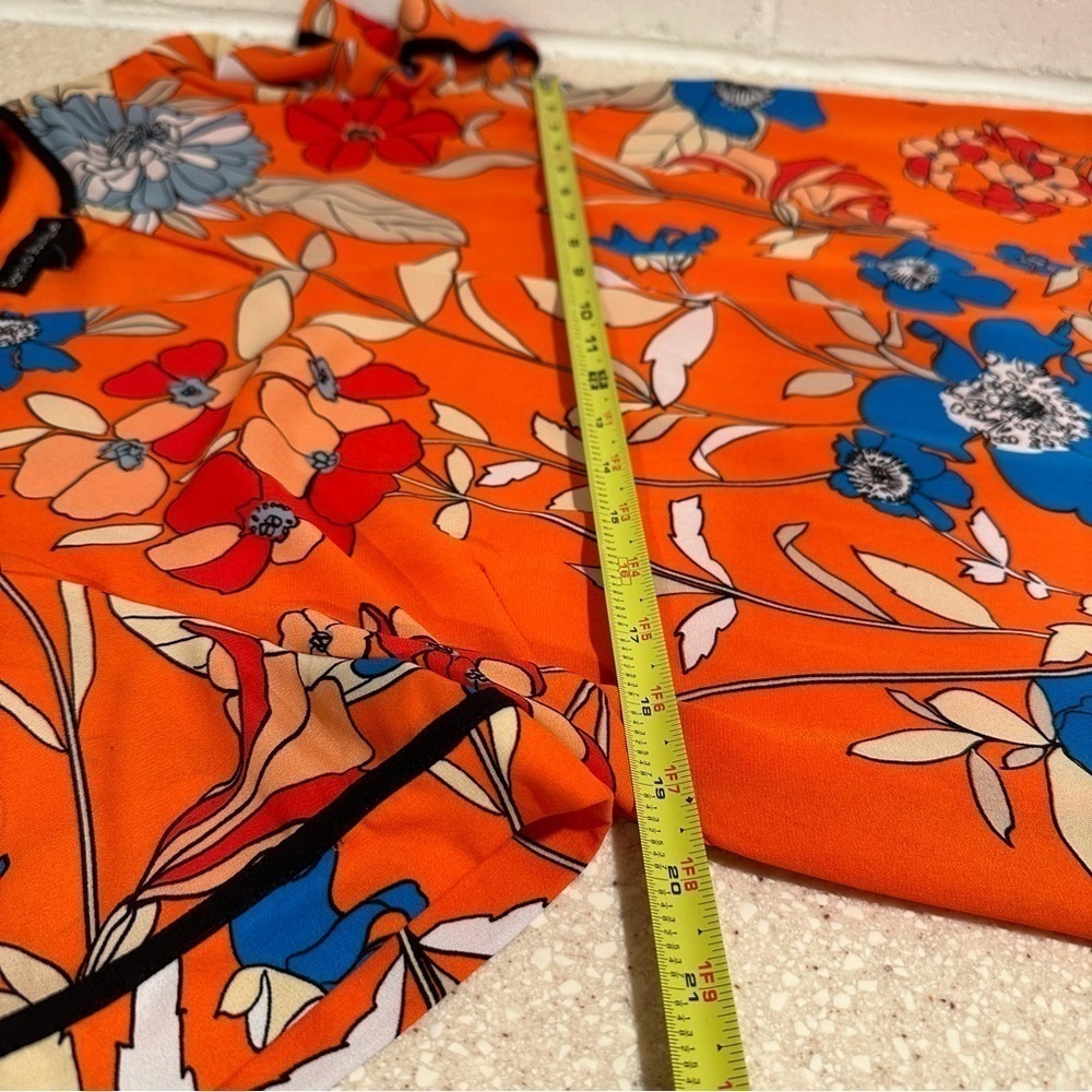 Daniello Boutique Shift Knee Length Floral Vibrant Dress Orange 12 Large VGUC - Picture 11 of 16